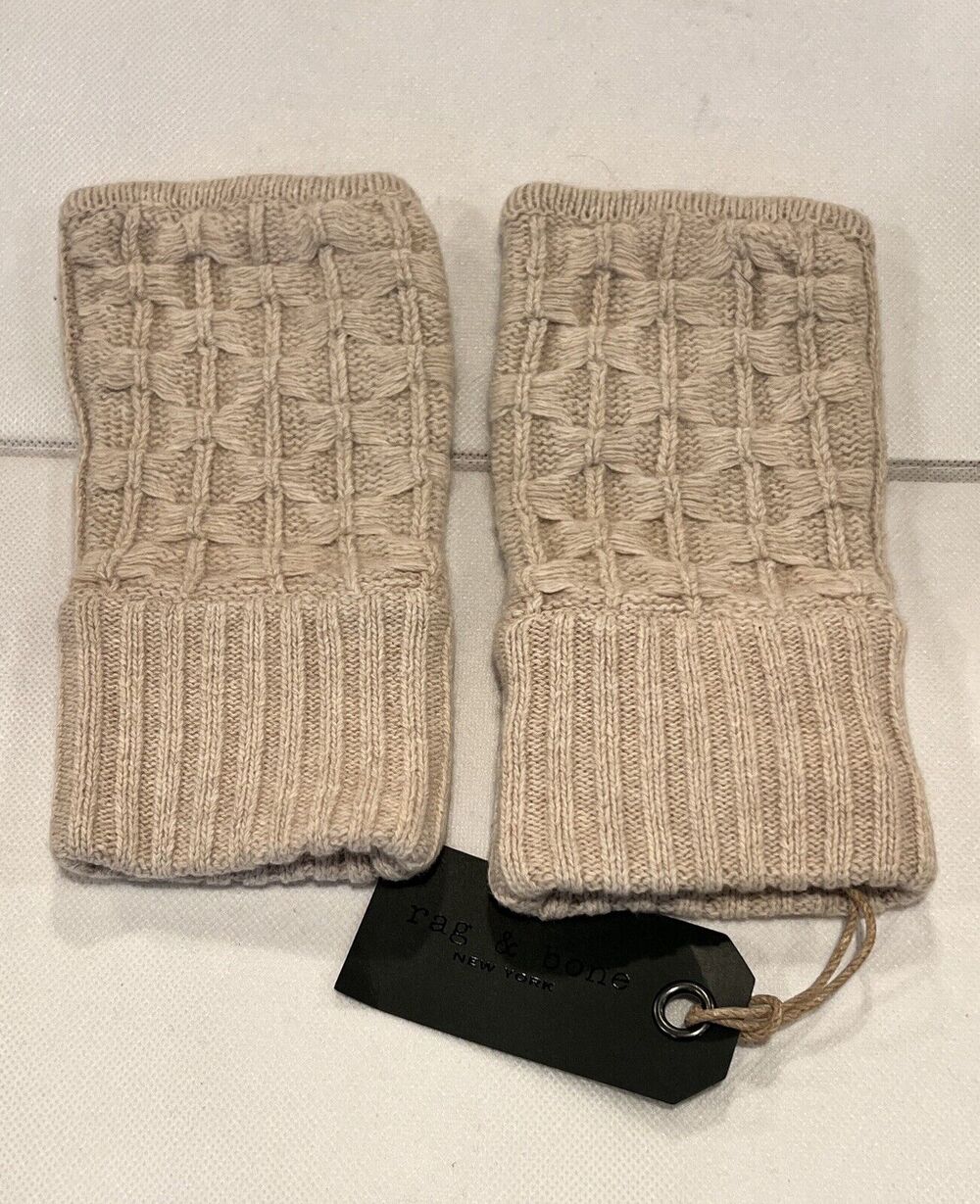 Rag & Bone Fingerless Branson Gloves Oatmeal Cotton,Wool & Cashmere Blend